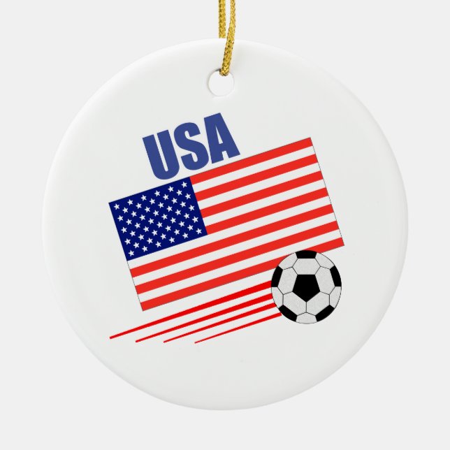 American Soccer Team Ceramic Tree Decoration (Front)