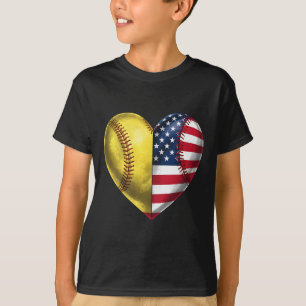 American Softll Heart Usa Flag 4th Of July Softll T-Shirt