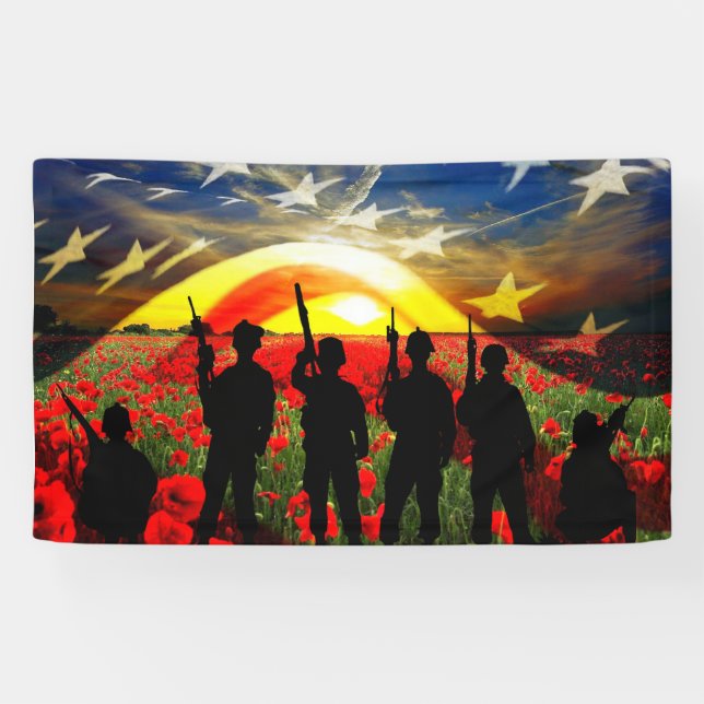 American Soldier American Flag In Honour Banner (Horizontal)