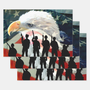 American Soldier American Flag In Honour Wrapping Paper Sheet