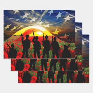 American Soldier American Flag In Honour Wrapping Paper Sheet