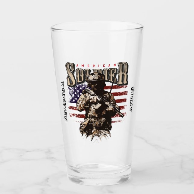 American Soldier Design Pint Glass Cup (Front)