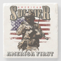American Soldier Design Sandstone Coaster