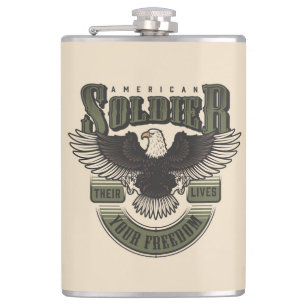American Soldier Quote Hip Flask