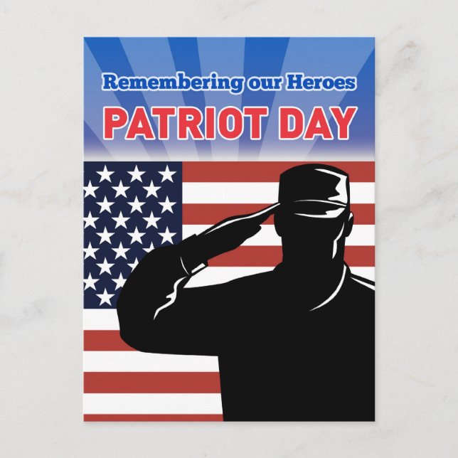 American soldier salute flag patriot day postcard (Front)