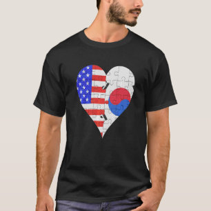 American South Korean Flag Heart T-Shirt