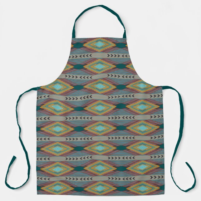 American Southwest Patterned Art And Earthy Colour Apron (Front)