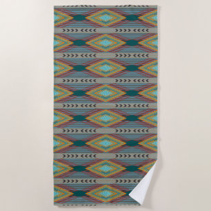 American Southwest Patterned Art And Earthy Colour Beach Towel