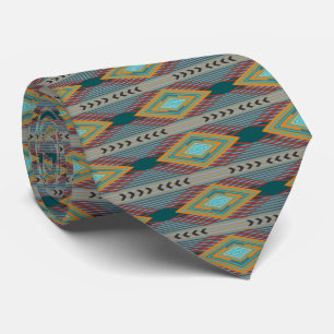 American Southwest Patterned Art And Earthy Colour Tie