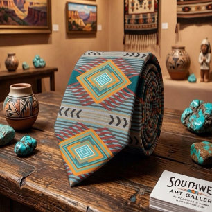 American Southwest Patterned Art And Earthy Colour Tie