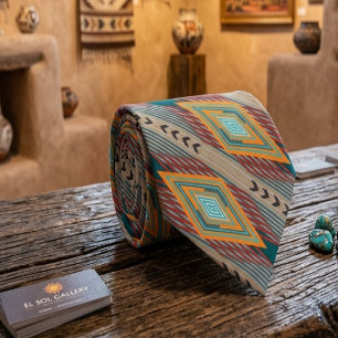 American Southwest Patterned Art And Earthy Colour Tie