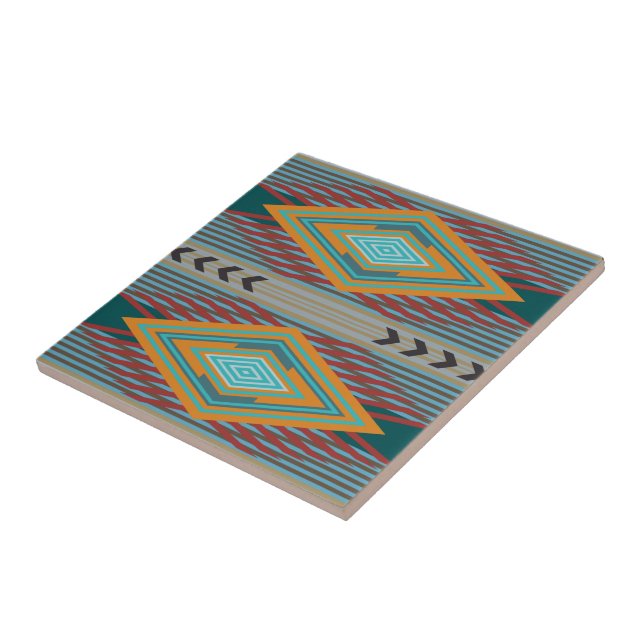 American Southwest Patterned Art And Earthy Colour Tile (Side)