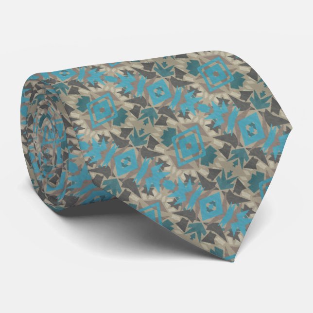 American Southwestern Patterned Art And Colors Tie (Rolled)