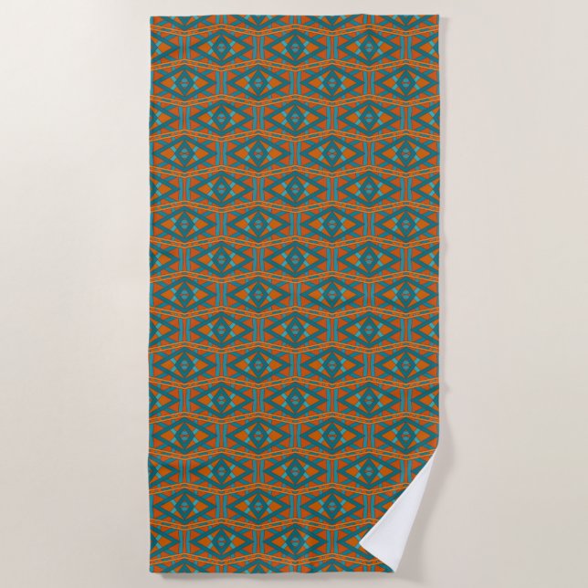 American Southwestern Style Pattern And Colours Ar Beach Towel (Front)