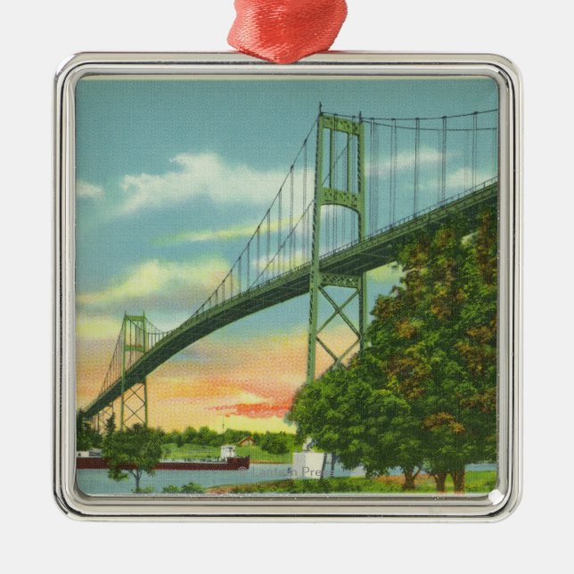 American Span of the International Bridge View Metal Tree Decoration (Front)