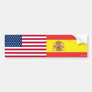 American & Spanish Flags Bumper Sticker