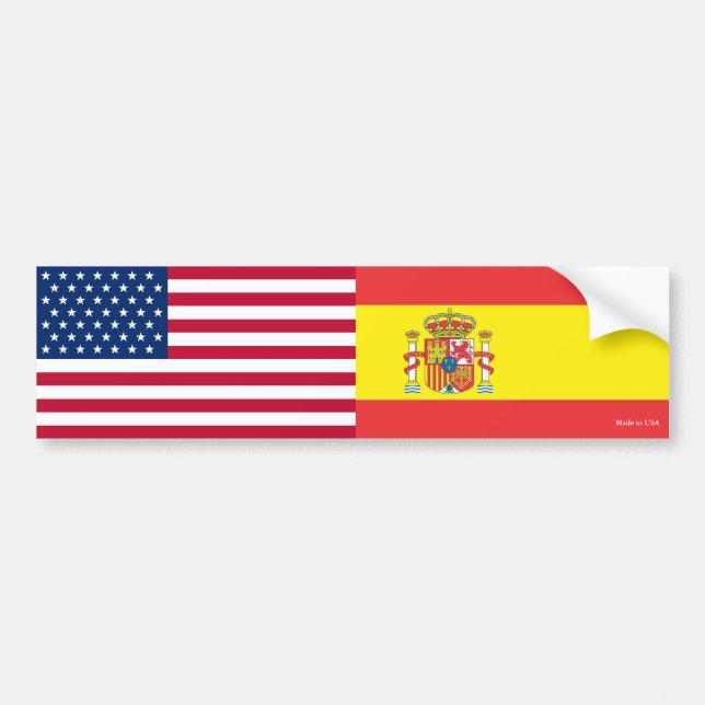 American & Spanish Flags Bumper Sticker (Front)
