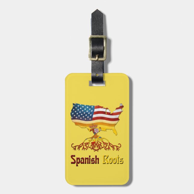 American Spanish Roots Luggage Tag Template (Front Vertical)