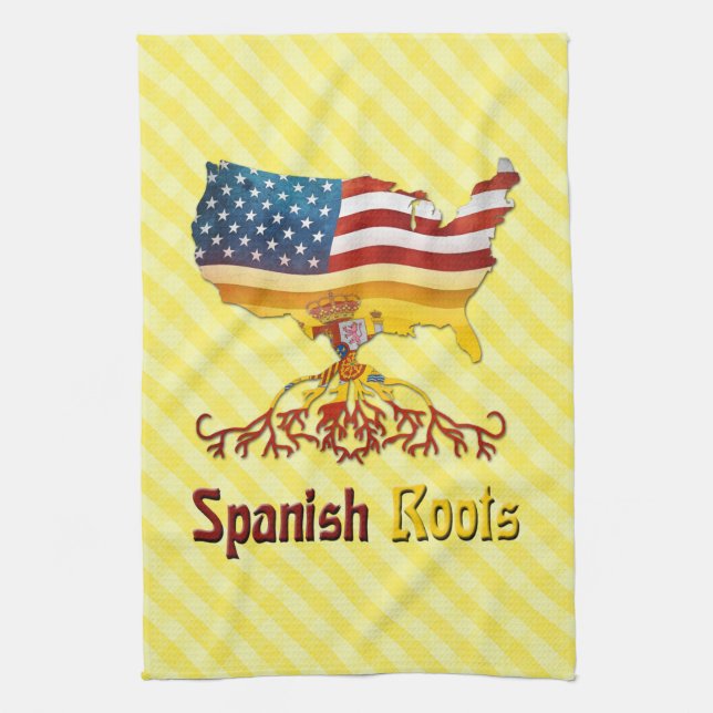 American Spanish Roots   Tea Towel (Vertical)
