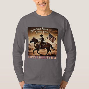 "American Spirit Rides Free" Cowboy Flag Custom T-Shirt