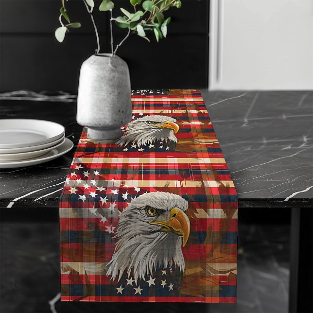 American Spirit Runner Flag & Eagle Dining Accent (Eagle and Flag Runner Patriotic Touch for Home)