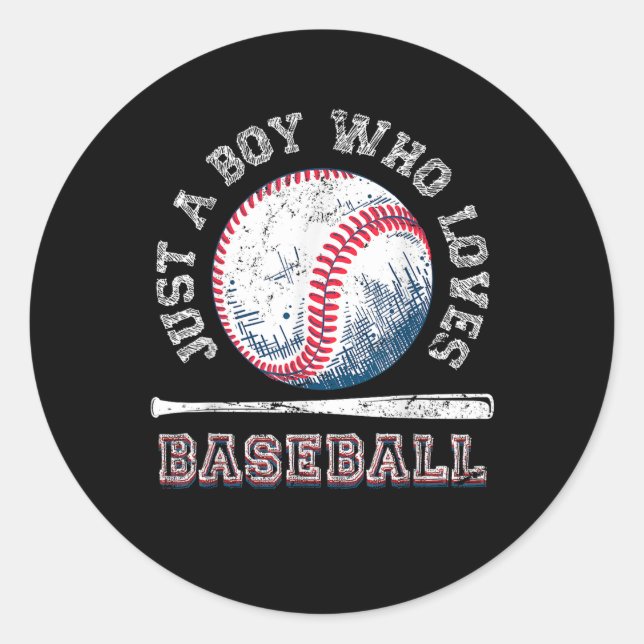 American Sport Fan Baseball Lover Boys Batter  Classic Round Sticker (Front)