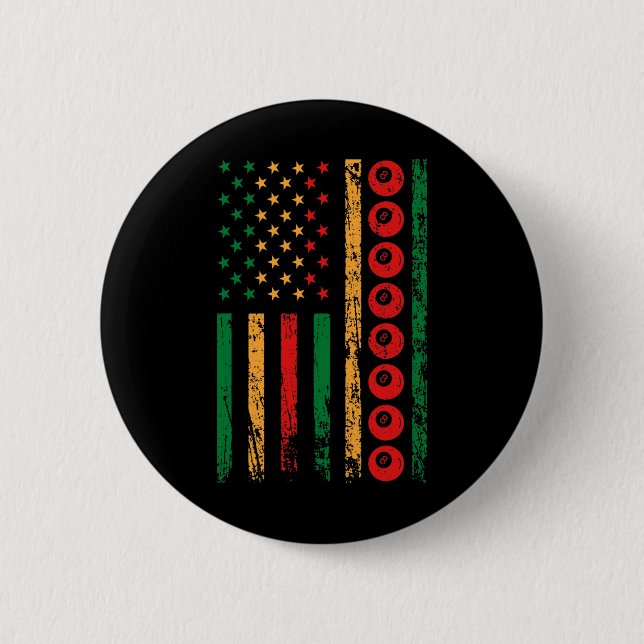 American Sports Flag Black History Month Billiards 6 Cm Round Badge (Front)