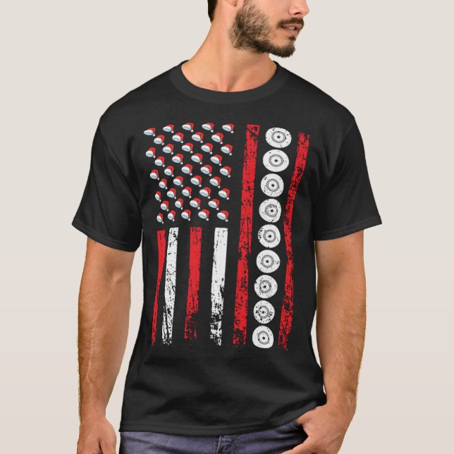 American Sports Flag Christmas Athletic Lawn Bowli T-Shirt (Front)