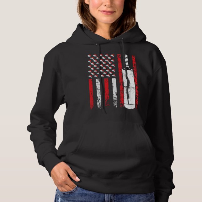 American Sports Flag Christmas Cricket Athletic Hoodie (Front)