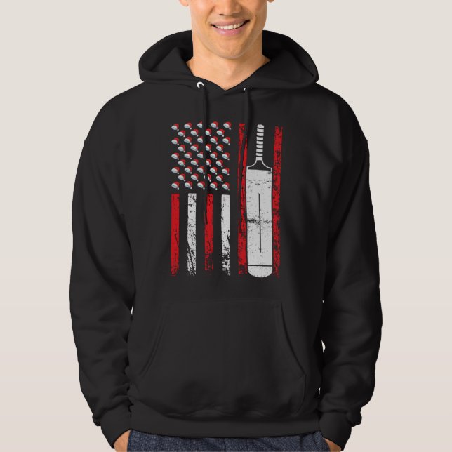 American Sports Flag Christmas Cricket Athletic Hoodie (Front)