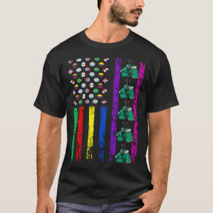 American Sports Flag Hispanic Heritage Month Boxin T-Shirt