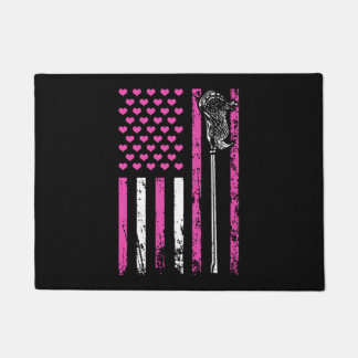 American Sports Flag Lacrosse Stick Valentine's Doormat