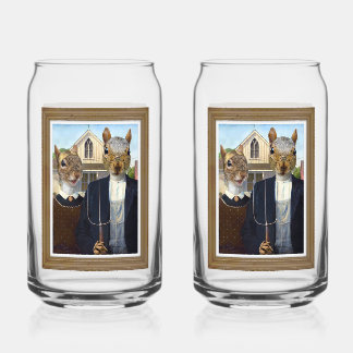 American Squirrel Gothic - funny Can Glass