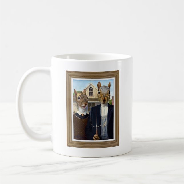 American Squirrel Gothic - funny Coffee Mug (Left)