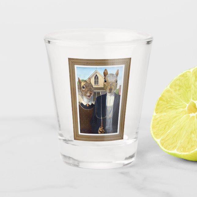 American Squirrel Gothic - funny Shot Glass (Front)