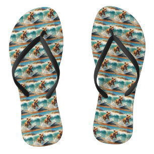 American Staffordshire Beach Surfing Painting  Flip Flops
