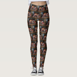 American Staffordshire by the Fireplace Christmas Leggings
