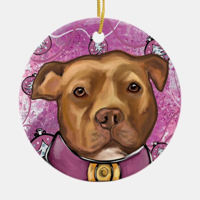 AMERICAN STAFFORDSHIRE   CERAMIC TREE DECORATION (Front)