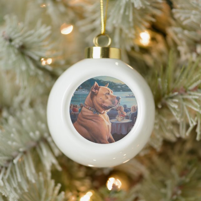 American Staffordshire Christmas Cruise: Pawsome Ceramic Ball Christmas Ornament (Tree)