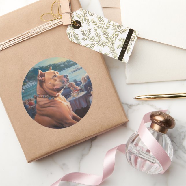 American Staffordshire Christmas Cruise: Pawsome Classic Round Sticker (Gifting)