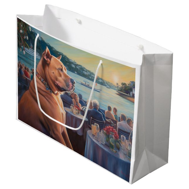 American Staffordshire Christmas Cruise: Pawsome Large Gift Bag (Front Angled)