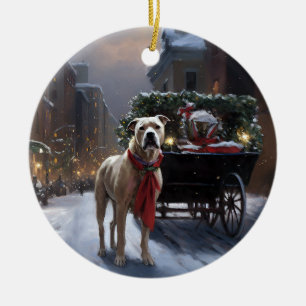 American Staffordshire Christmas Festive Season Ceramic Tree Decoration