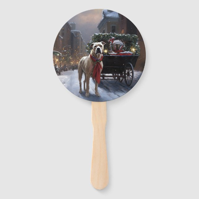 American Staffordshire Christmas Festive Season Hand Fan (Front)