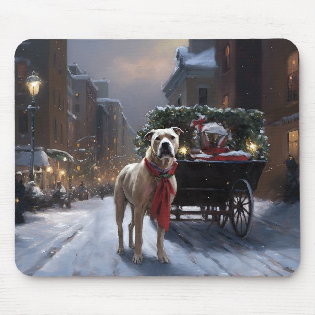 American Staffordshire Christmas Festive Season Mouse Mat (Front)