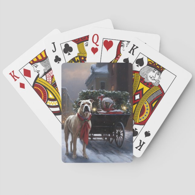 American Staffordshire Christmas Festive Season Playing Cards (Back)