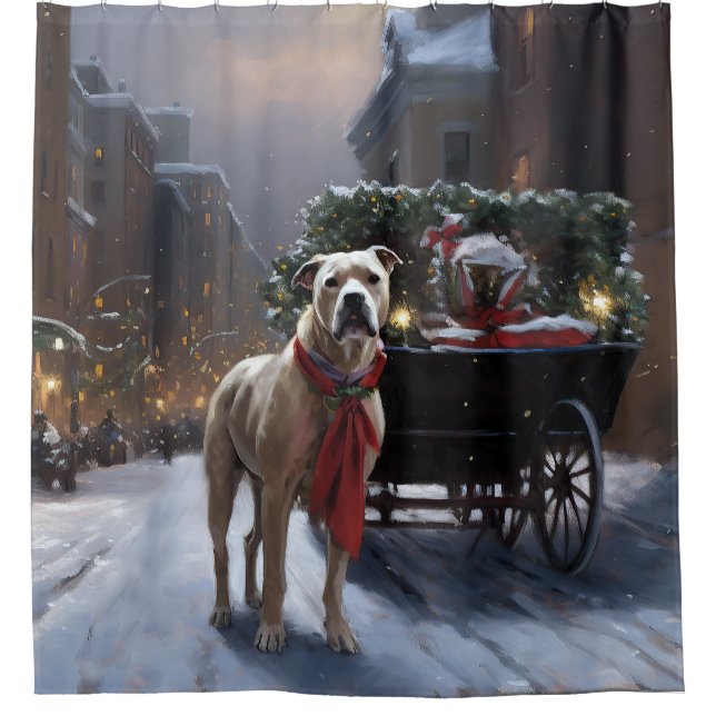American Staffordshire Christmas Festive Season Shower Curtain (Front)
