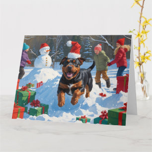 American Staffordshire Christmas Festive Snow Card