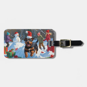 American Staffordshire Christmas Festive Snow Luggage Tag