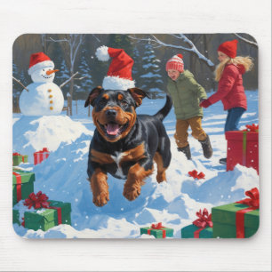 American Staffordshire Christmas Festive Snow Mouse Mat