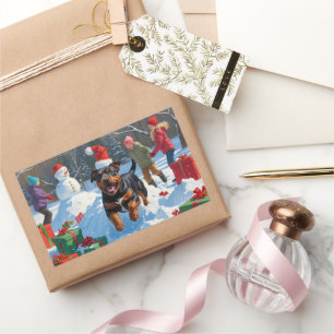 American Staffordshire Christmas Festive Snow Rectangular Sticker